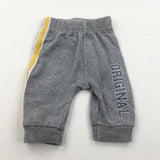 Grey, Yellow & White Lightweight Tracksuit Bottoms - Boys 0-3 Months