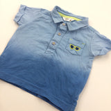 Sunglasses Embroidered Blue Polo Shirt - Boys 0-3 Months