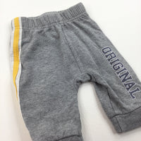 Grey, Yellow & White Lightweight Tracksuit Bottoms - Boys 0-3 Months