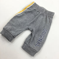 Grey, Yellow & White Lightweight Tracksuit Bottoms - Boys 0-3 Months