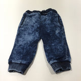 Dark Blue Mottled Denim Pull On Jeans - Boys 9-12 Months