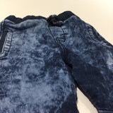 Dark Blue Mottled Denim Pull On Jeans - Boys 9-12 Months