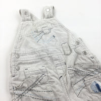 Elephant Appliqued Cream Lined Corduroy Dungarees - Boys 0-3 Months