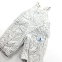 Elephant Appliqued Cream Lined Corduroy Dungarees - Boys 0-3 Months