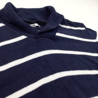 Navy & White Striped Knitted Jumper - Boys 11-12 Years