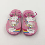 Unicorns & Rainbows Pink Flip Flops - Girls - Shoe Size 6