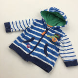 Surf Badges Blue, Navy & White Striped Zip Up Hoodie Sweatshirt - Boys 0-3 Months