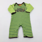 'Little Farmer' Striped Green Babygrow - Boys 3-6 Months
