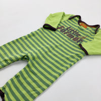 'Little Farmer' Striped Green Babygrow - Boys 3-6 Months