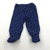 Vehicles Blue & Navy Lightweight Jersey Trousers with Enclosed Feet - Boys 3-6 Months