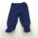 Vehicles Blue & Navy Lightweight Jersey Trousers with Enclosed Feet - Boys 3-6 Months