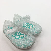 Flowers Clear Plastic Velcro Shoes - Girls - Shoe Size 2