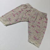 Flowers Pink & Beige Mottled Leggings with Lacey Hems - Girls Newborn