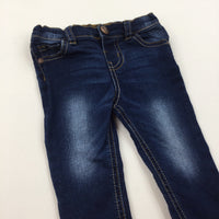 Dark Blue Denim Jeans with Adjustable Waistband - Boys 3-6 Months