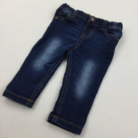 Dark Blue Denim Jeans with Adjustable Waistband - Boys 3-6 Months