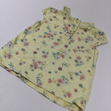 Flowers Yellow T-Shirt with Frilly Collar - Girls 6-9 Months