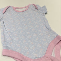 Flowers Pink & Blue Short Sleeve Bodysuit - Girls Newborn