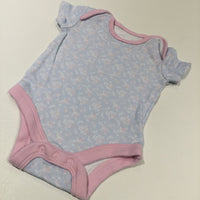 Flowers Pink & Blue Short Sleeve Bodysuit - Girls Newborn