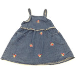 Embroidered Flowers Denim Dress - Girls 2-3 Years