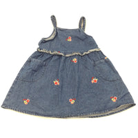 Embroidered Flowers Denim Dress - Girls 2-3 Years