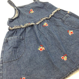 Embroidered Flowers Denim Dress - Girls 2-3 Years