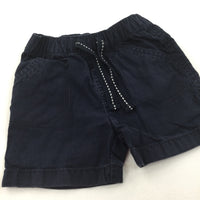 Navy Lightweight Cotton Shorts - Boys 3-6 Months