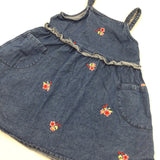 Embroidered Flowers Denim Dress - Girls 2-3 Years