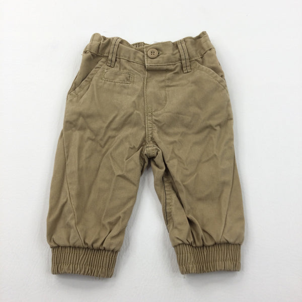 Dark Beige Cotton Chino Pull On Trousers - Boys 3-6 Months