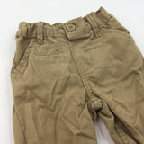 Dark Beige Cotton Chino Pull On Trousers - Boys 3-6 Months