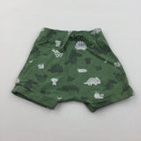 Tortoises & Dinosaurs Green Jersey Shorts - Boys 3-6 Months