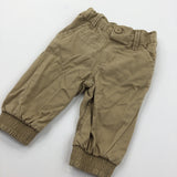 Dark Beige Cotton Chino Pull On Trousers - Boys 3-6 Months