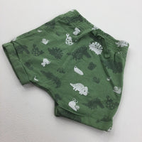 Tortoises & Dinosaurs Green Jersey Shorts - Boys 3-6 Months