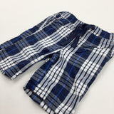 Navy, White & Blue Checked Cotton Shorts - Boys 18-24 Months