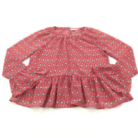 Flowers Red Polyester Chiffon Blouse - Girls 11-12 Years