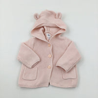 Pink Knitted Hoodie - Girls 3-6 Months