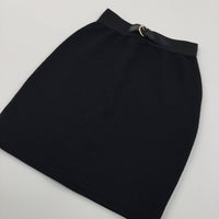 Black Textured Polyester Skirt - Girls 11-12 Years