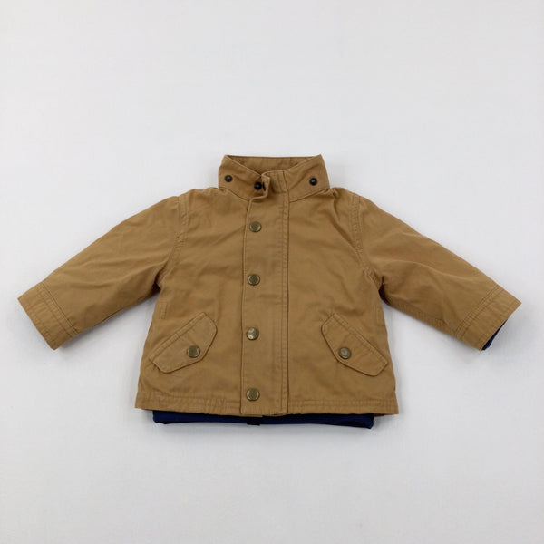 Mustard Yellow Coat With Detachable Navy Gilet  - Boys 6-9 Months