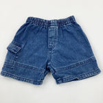 Blue Cotton Shorts - Boys 6-9 Months