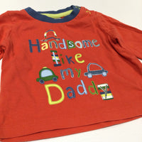 'Handsome Like My Daddy' Cars Red & Navy Long Sleeve Top - Boys Newborn