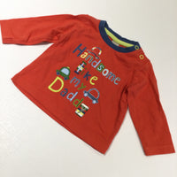 'Handsome Like My Daddy' Cars Red & Navy Long Sleeve Top - Boys Newborn