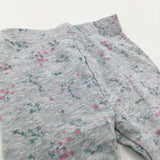 Flowers Mottled Grey Leggings with Frilly Hems - Girls Newborn