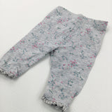 Flowers Mottled Grey Leggings with Frilly Hems - Girls Newborn
