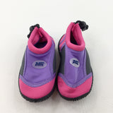 Grey, Pink & Purple Beach Shoes - Girls - Shoe Size 5