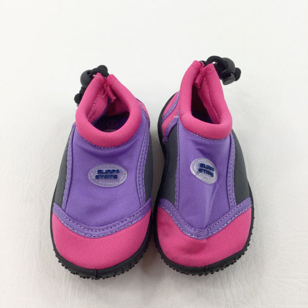 Grey, Pink & Purple Beach Shoes - Girls - Shoe Size 5