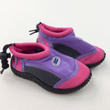 Grey, Pink & Purple Beach Shoes - Girls - Shoe Size 5