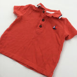 Sailing Boat Embroidered Orange Polo Shirt - Boys 3-6 Months