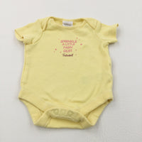 'Sprinkle A Little Fairy Dust Tinkerbell' Yellow Short Sleeve Bodysuit - Girls Newborn