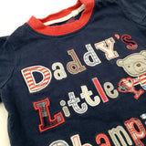 'Daddy's Little Champion' Teddy Appliqued Blue T-Shirt - Boys 6-9 Months