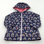 Rainbows Pink & Navy Lightweight Showerproof Coat with Hood - Girls 18-24 Months