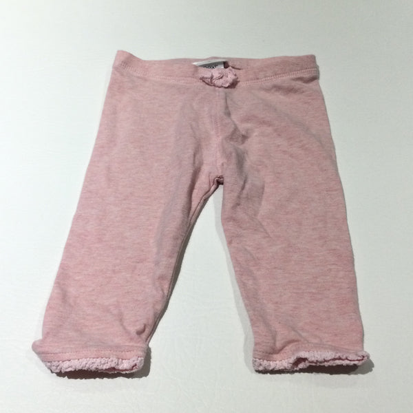 Pink Mottled Leggings with Lacey Hems - Girls 3-6 Months